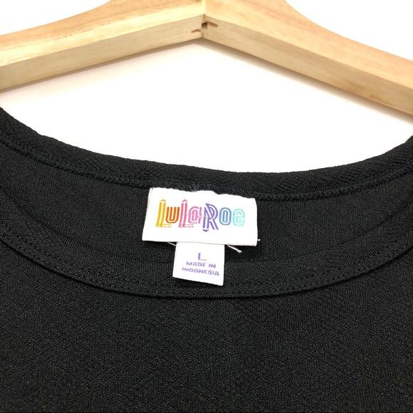 RARE LuLaRoe Solid Black Textured Carly Dress - Picture 3 of 6